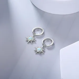 Earring Charm Jewelry Silver Color Sun Hoop Opal Clear CZ 2021