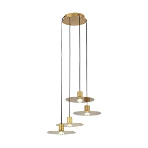 EAVES 16 in. 4 Lights LED Chandelier 120-277V Natural Brass Finish