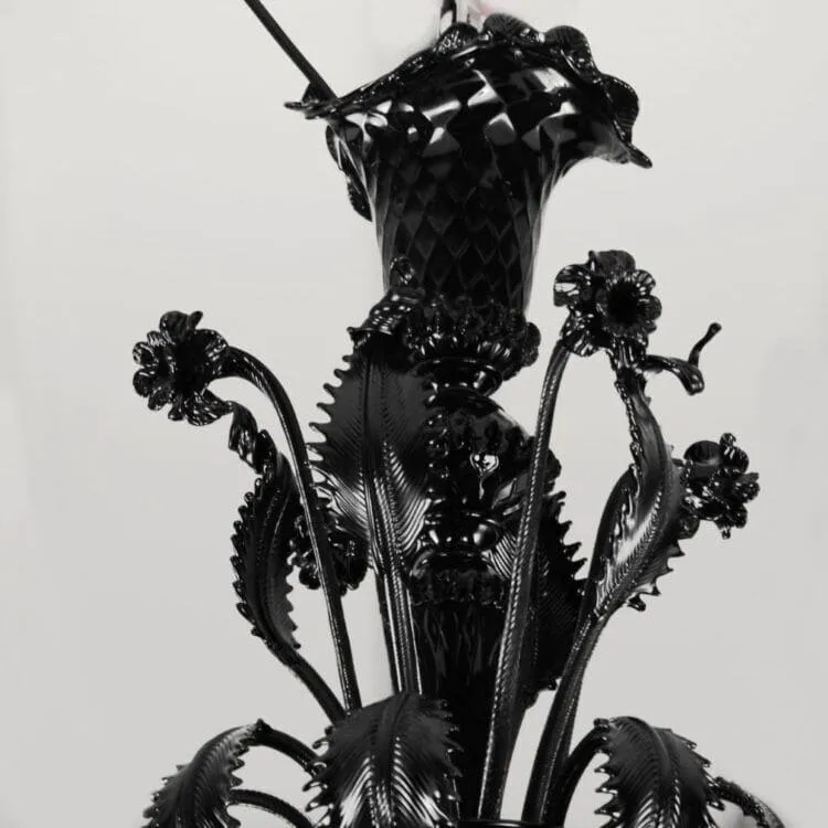 Elegant Multi Tier Black Murano Chandelier with 12   6 Lights