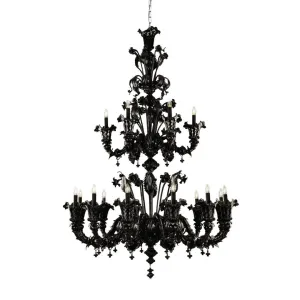 Elegant Multi Tier Black Murano Chandelier with 12   6 Lights