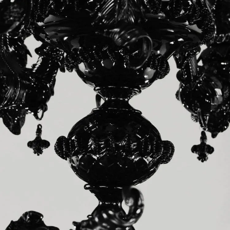 Elegant Multi Tier Black Murano Chandelier with 12   6 Lights