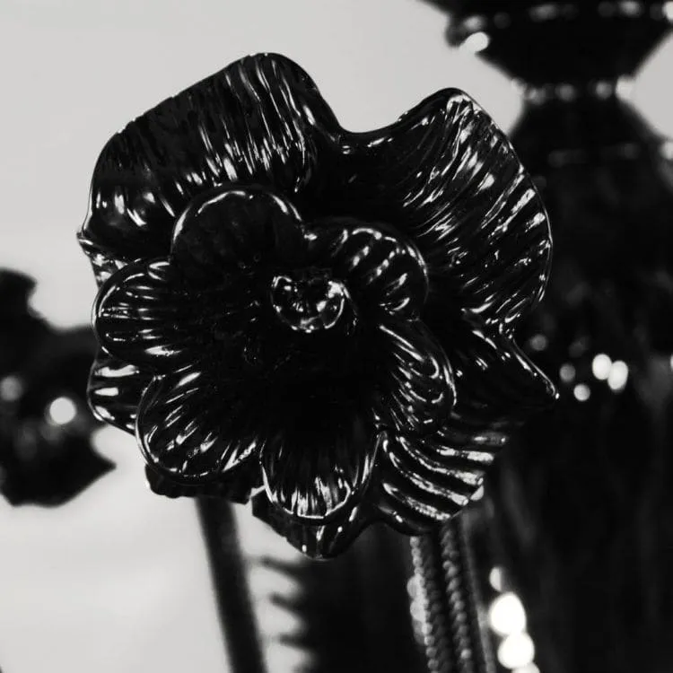 Elegant Multi Tier Black Murano Chandelier with 12   6 Lights