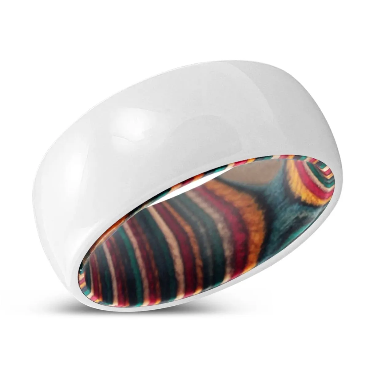 EMPOWER | Multi Color Wood, White Ceramic Ring, Domed
