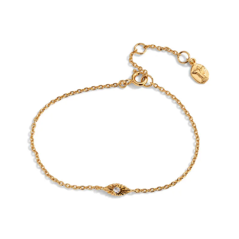 Evil Eye Bracelet, Diamond, 9kt Yellow Gold
