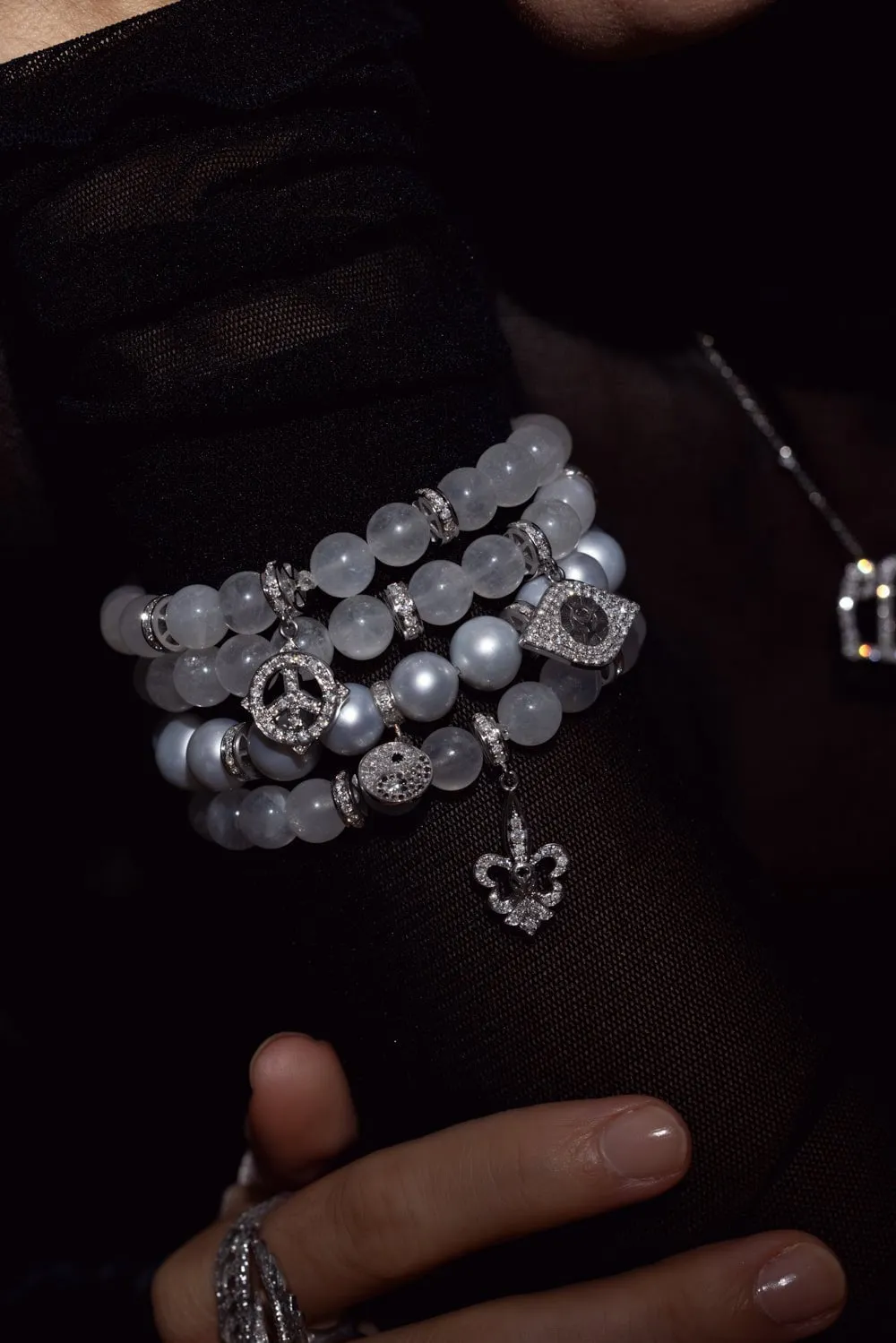 Evil Eye Moonstone Beaded Bracelet