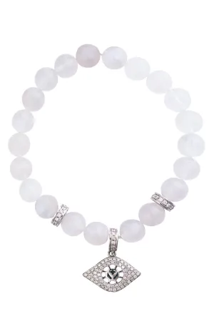 Evil Eye Moonstone Beaded Bracelet