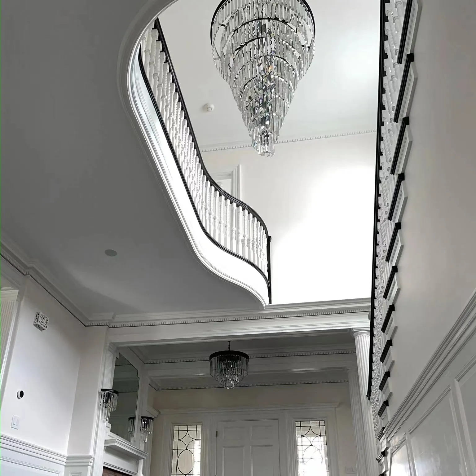 Extra Large Multi-Tiered  Spiral Crystal Chandelier In Black Finish