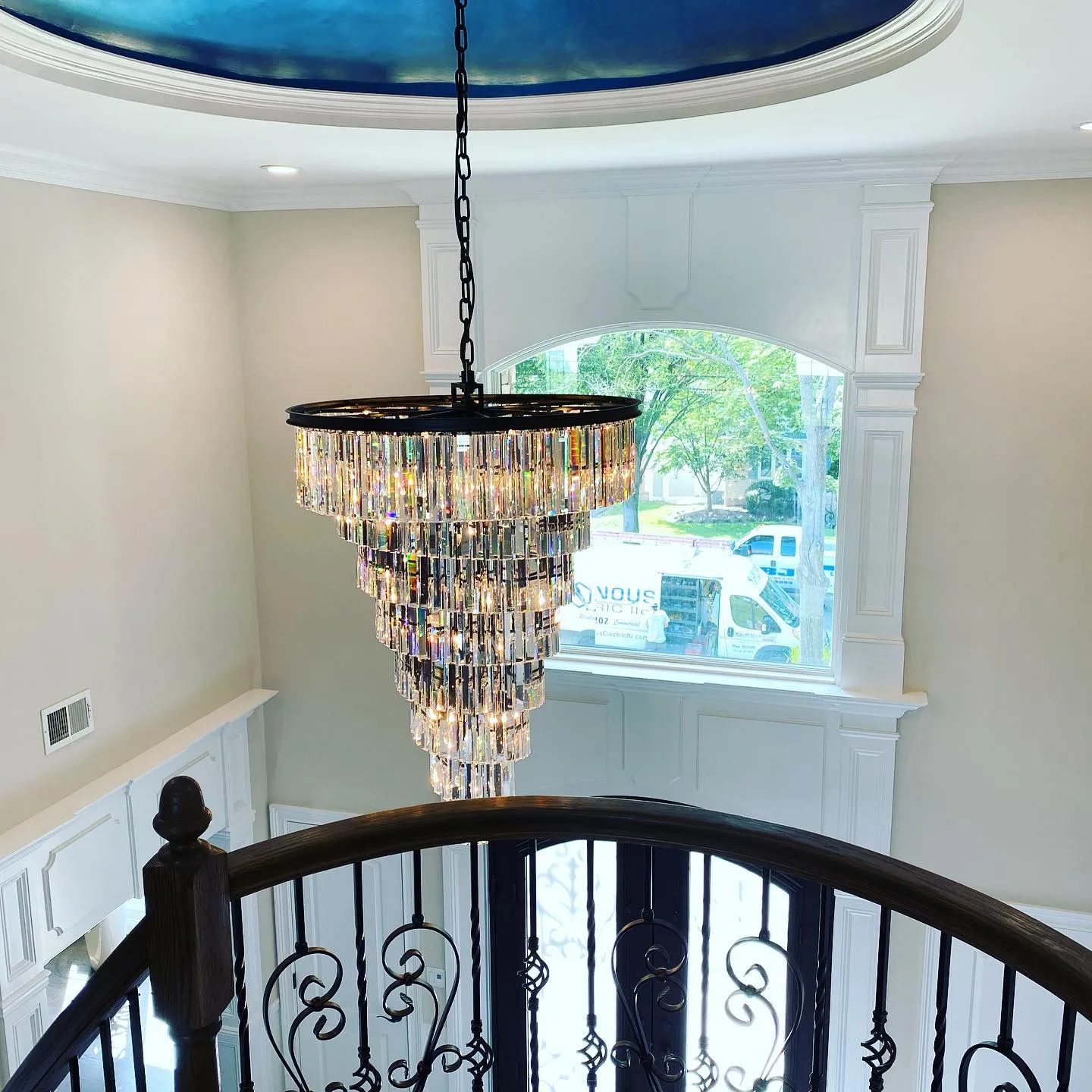 Extra Large Multi-Tiered  Spiral Crystal Chandelier In Black Finish