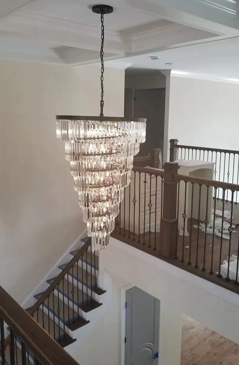 Extra Large Multi-Tiered  Spiral Crystal Chandelier In Black Finish