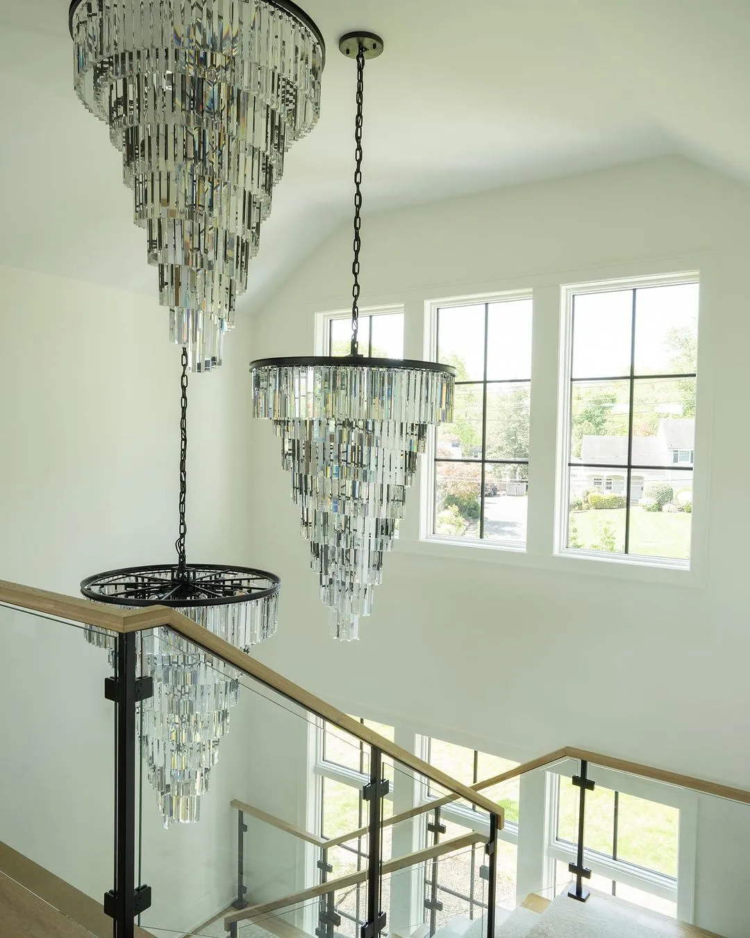 Extra Large Multi-Tiered  Spiral Crystal Chandelier In Black Finish
