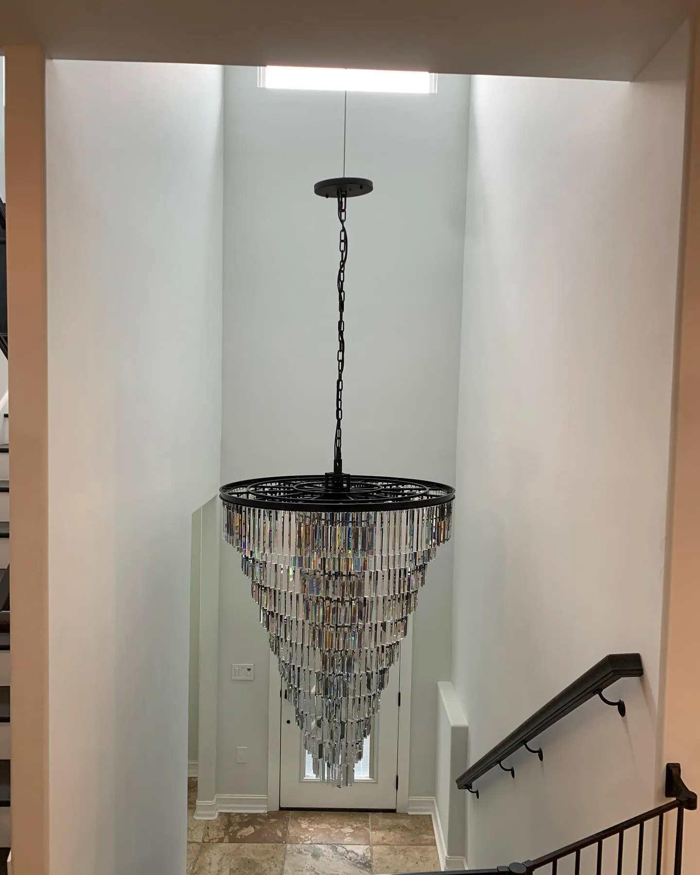 Extra Large Multi-Tiered  Spiral Crystal Chandelier In Black Finish