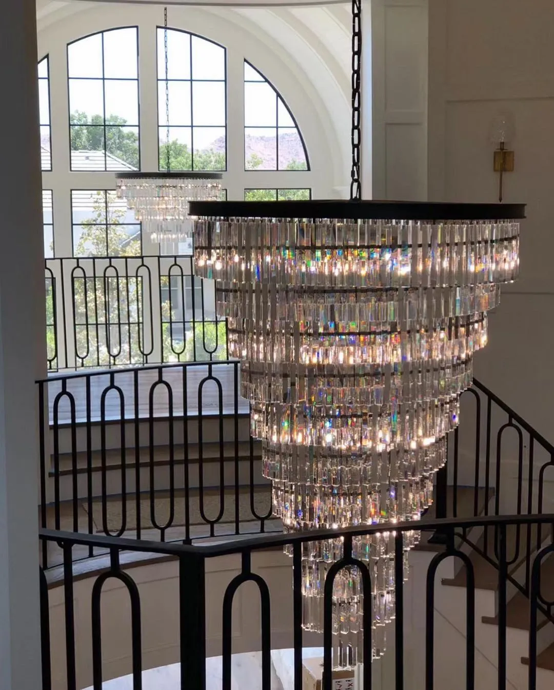 Extra Large Multi-Tiered  Spiral Crystal Chandelier In Black Finish