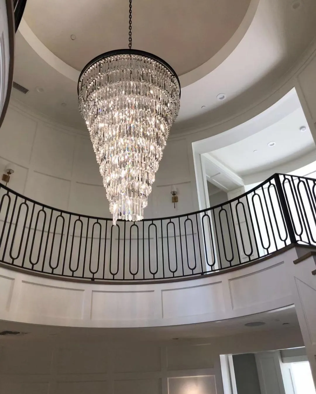 Extra Large Multi-Tiered  Spiral Crystal Chandelier In Black Finish