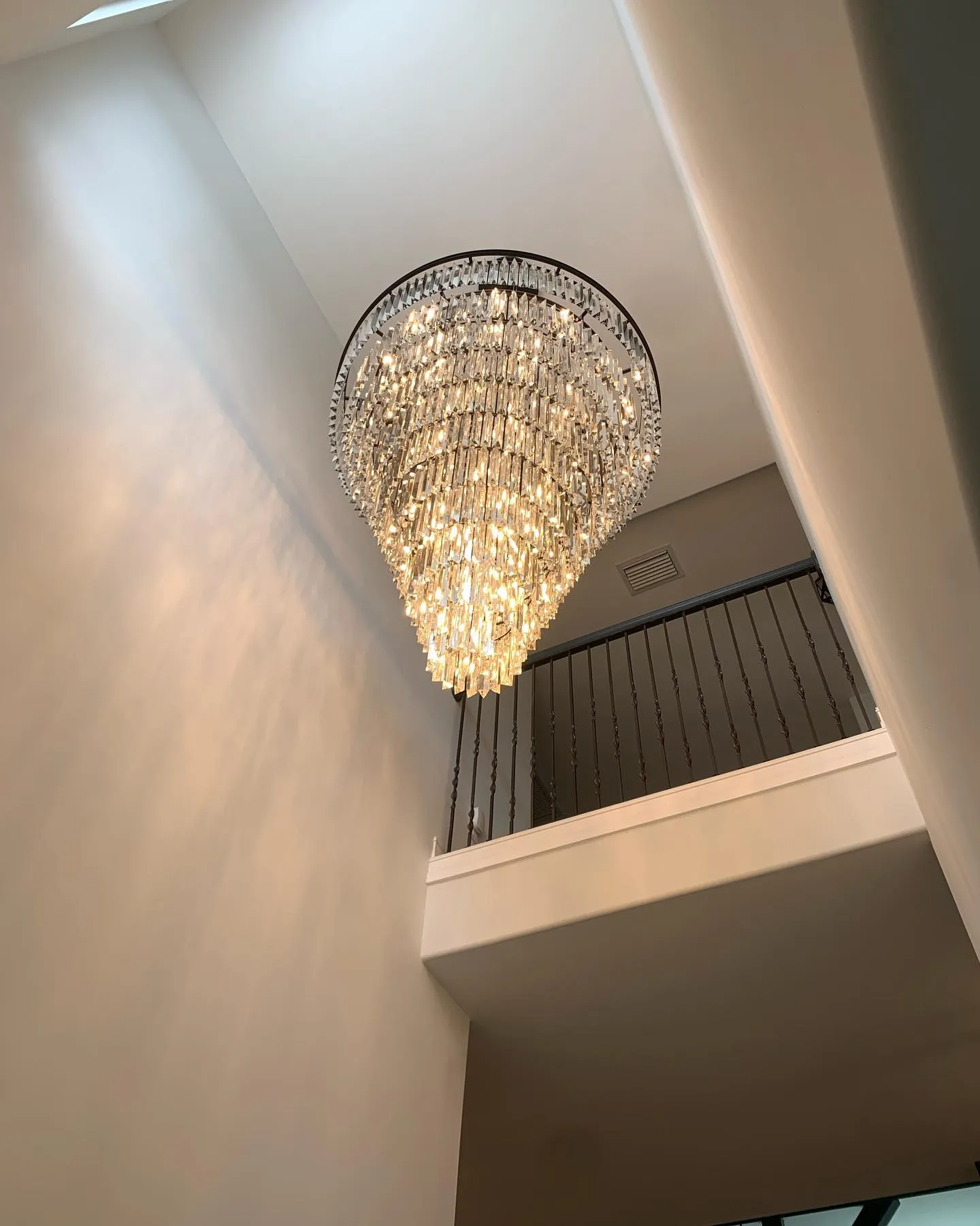 Extra Large Multi-Tiered  Spiral Crystal Chandelier In Black Finish