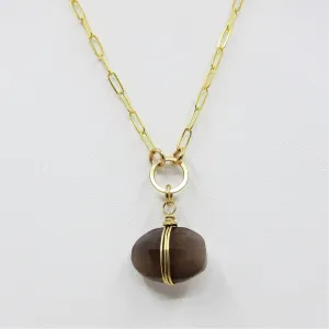 Faceted Cushion Cut Chocolate Moonstone Necklace