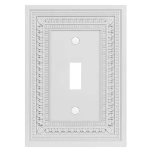 Filigree Border Matte White Cast - 1 Toggle Wallplate