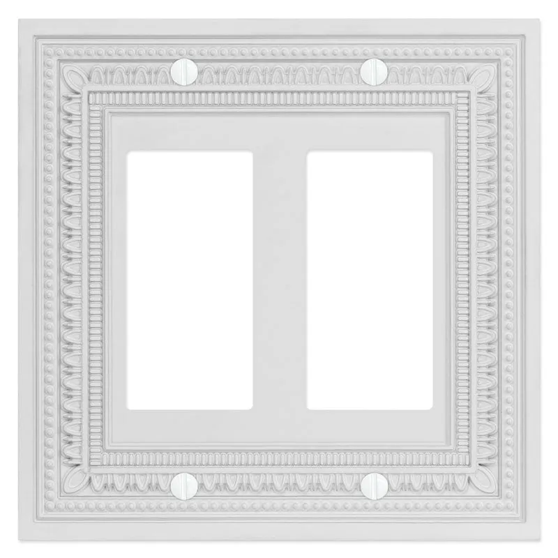 Filigree Border Matte White Cast - 2 Rocker Wallplate