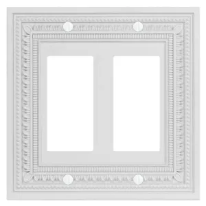 Filigree Border Matte White Cast - 2 Rocker Wallplate