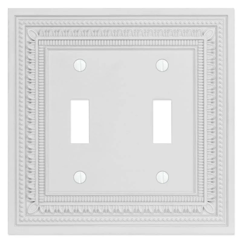 Filigree Border Matte White Cast - 2 Toggle Wallplate