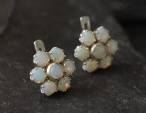 Flower Opal Earrings - Natural Opal Earrings, White Daisy Studs