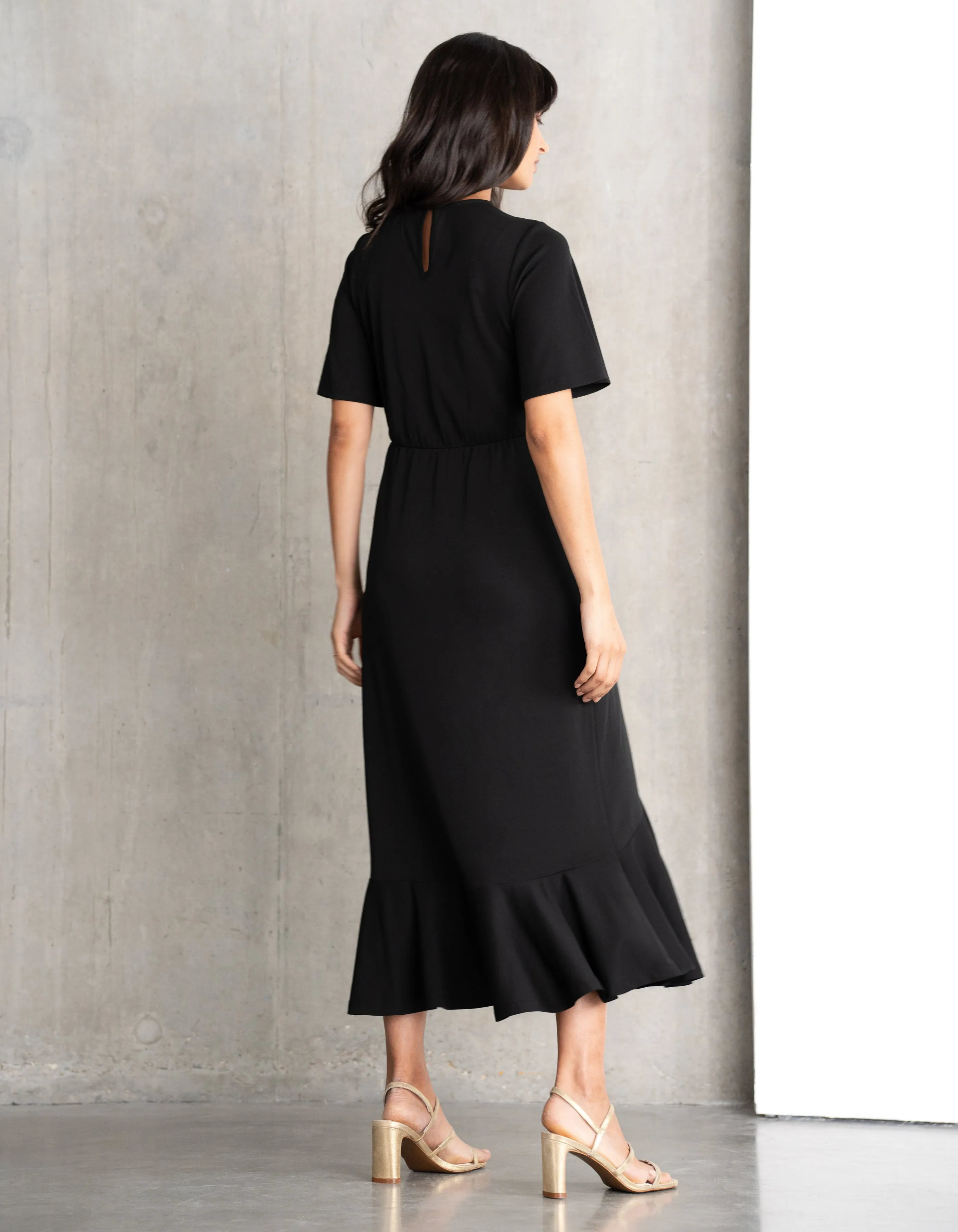 Frill Sleeve Jersey Maternity Dress