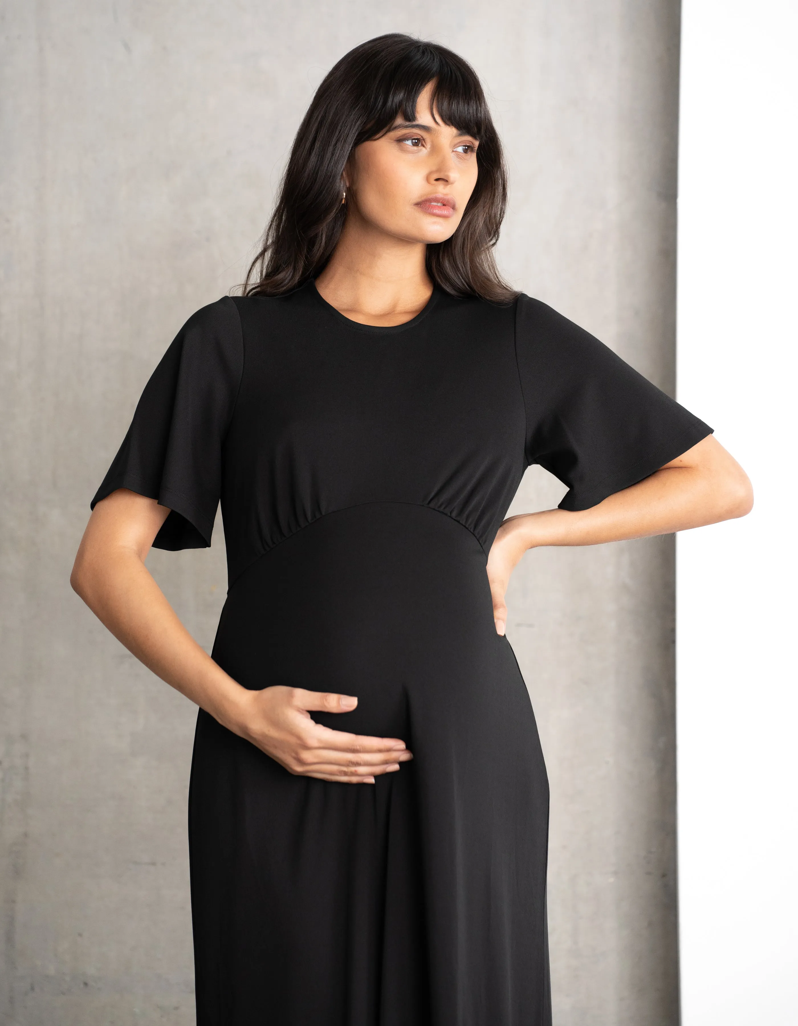 Frill Sleeve Jersey Maternity Dress