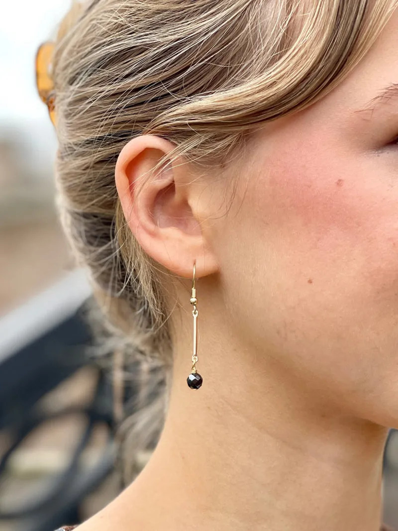 Gleam Bar Hematite Earrings - Gold/Black
