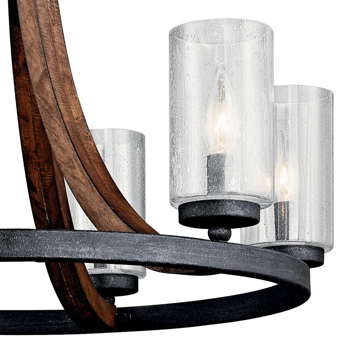 Grand Bank 25" 6-Light Chandelier 1-Tier with Clear seeded glass, Auburn stained Finish