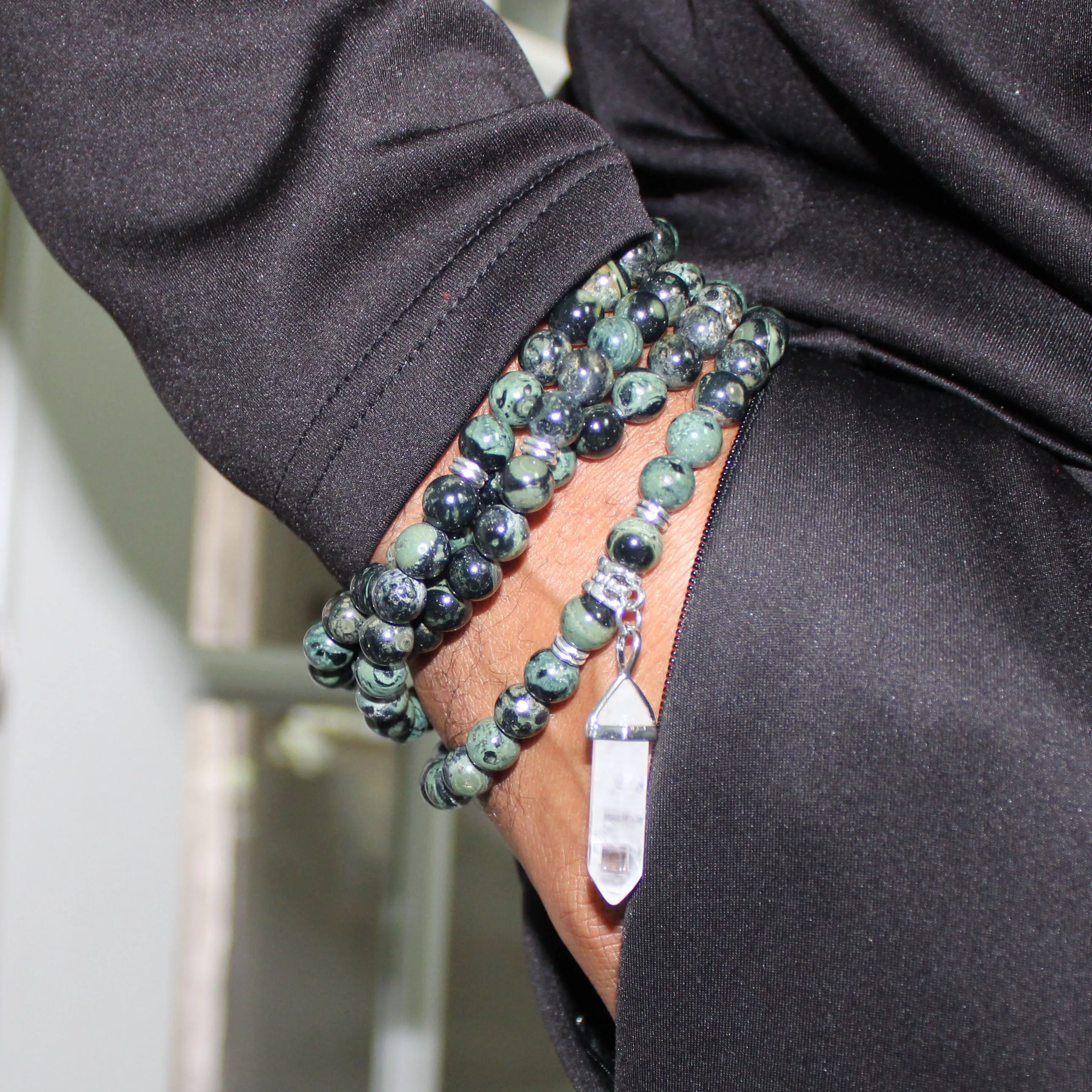 Green Moss Agate Mala Prayer Beads
