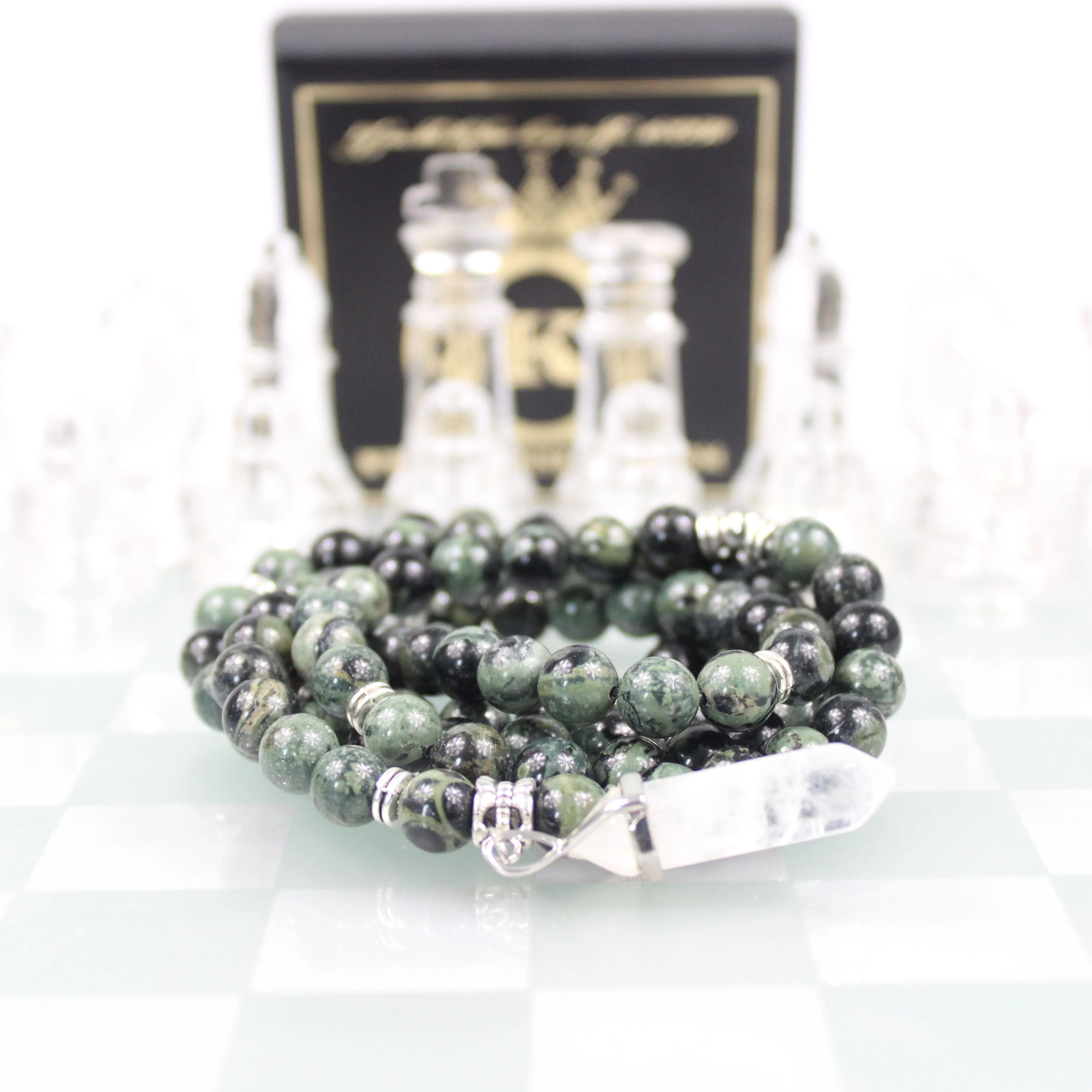 Green Moss Agate Mala Prayer Beads