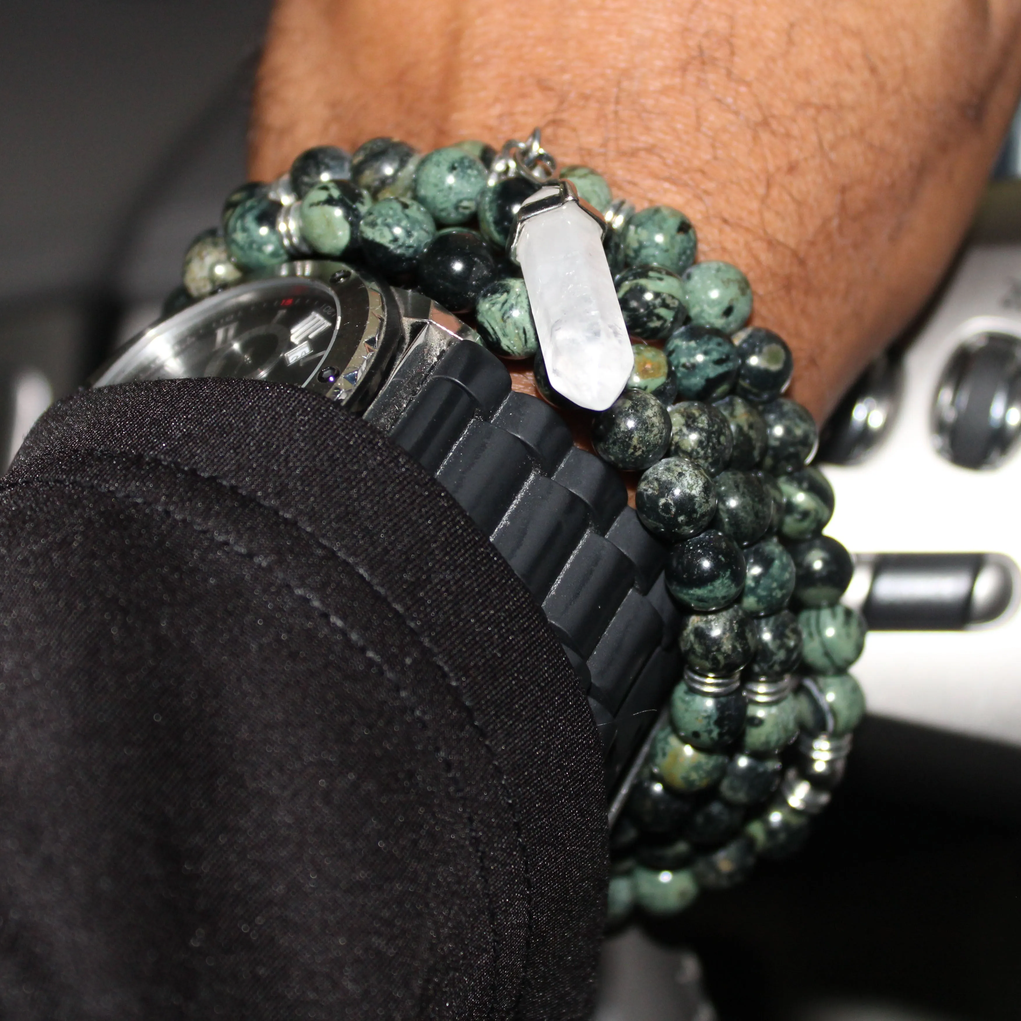 Green Moss Agate Mala Prayer Beads