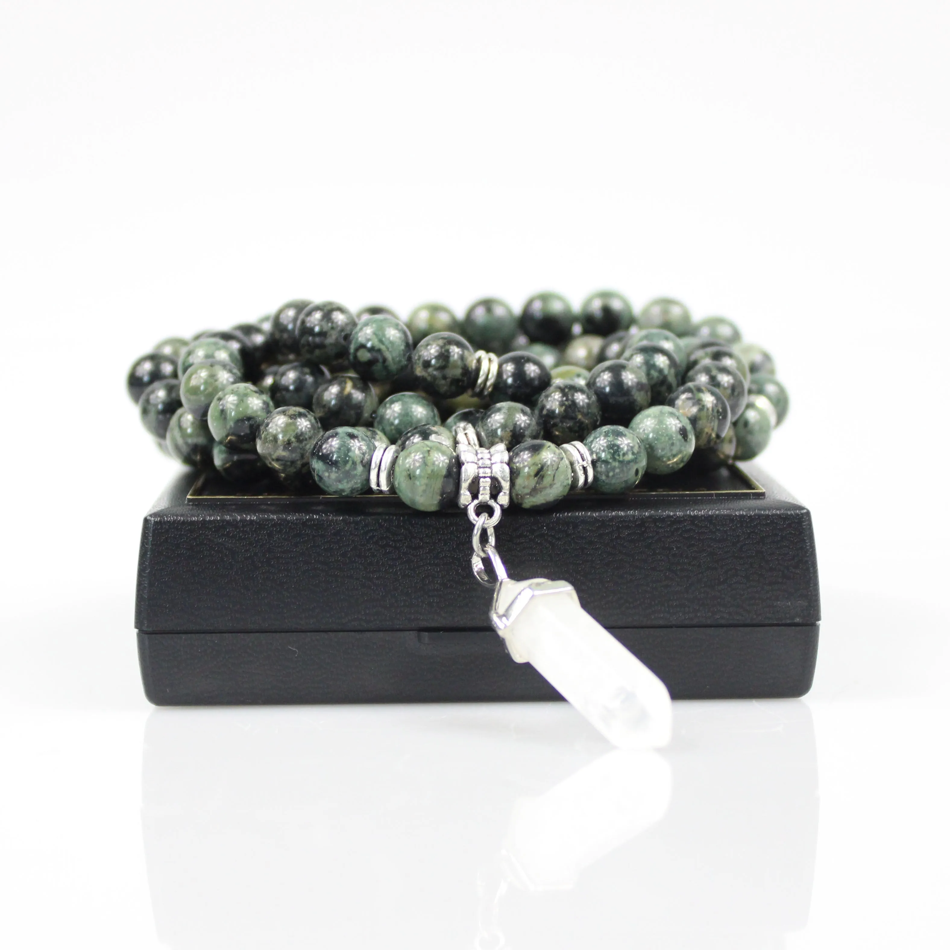 Green Moss Agate Mala Prayer Beads