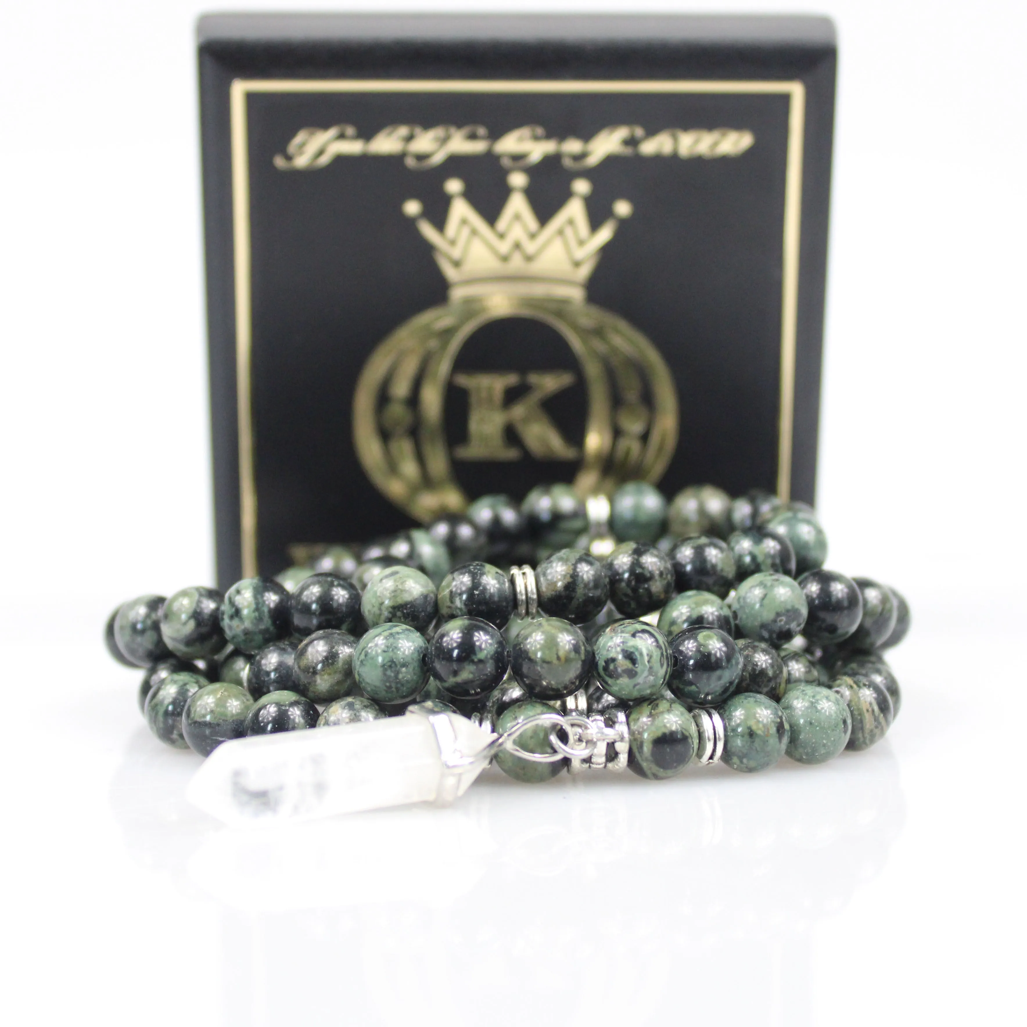 Green Moss Agate Mala Prayer Beads