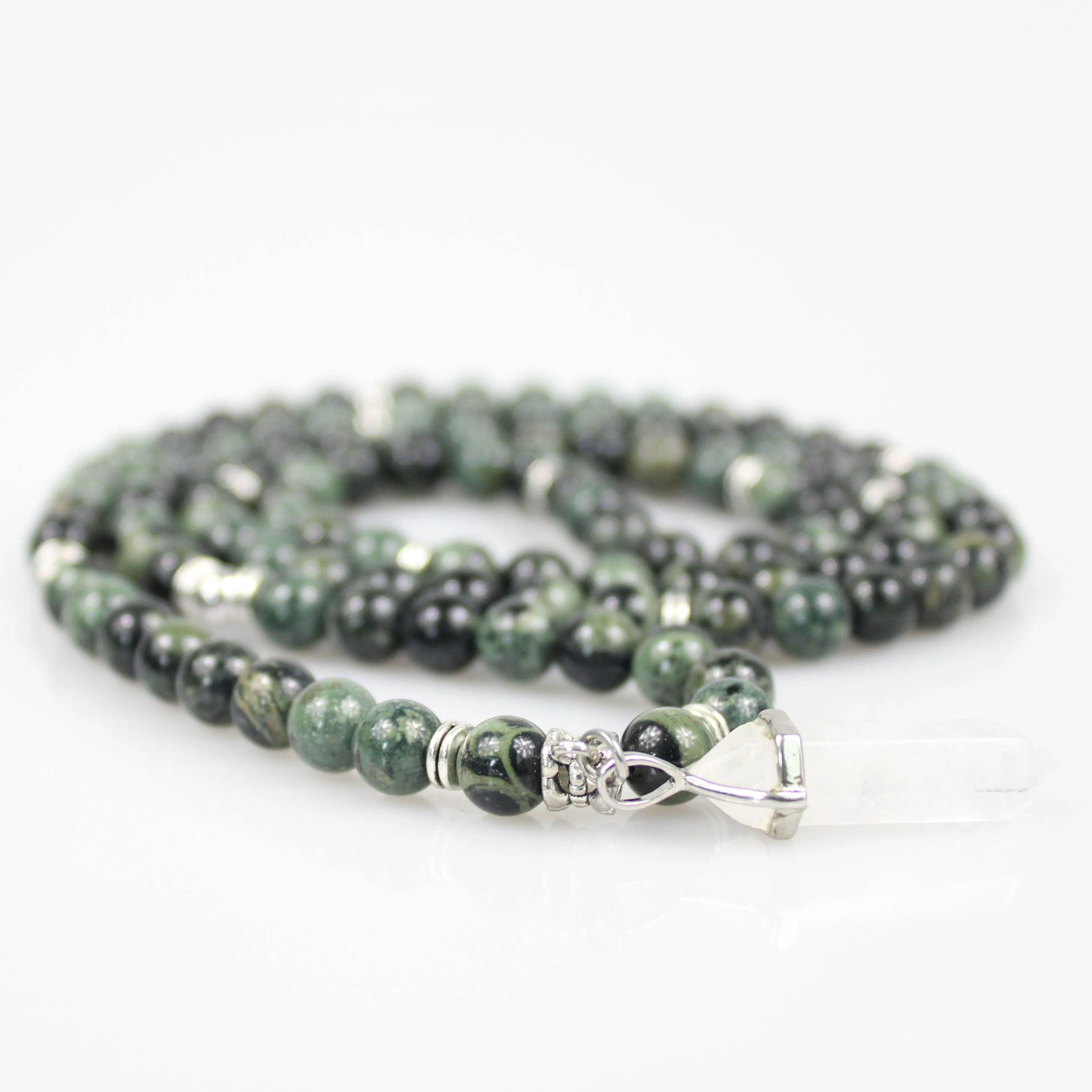 Green Moss Agate Mala Prayer Beads