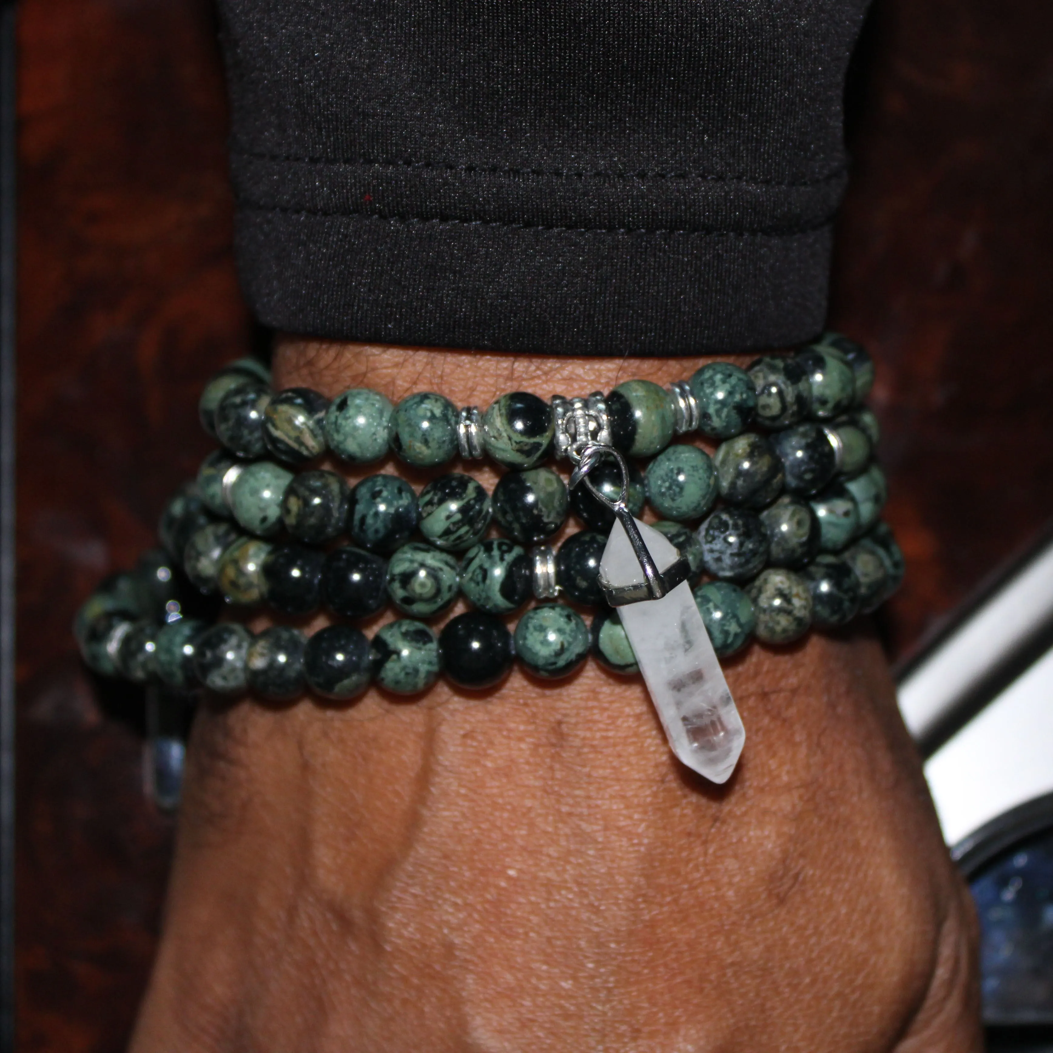 Green Moss Agate Mala Prayer Beads