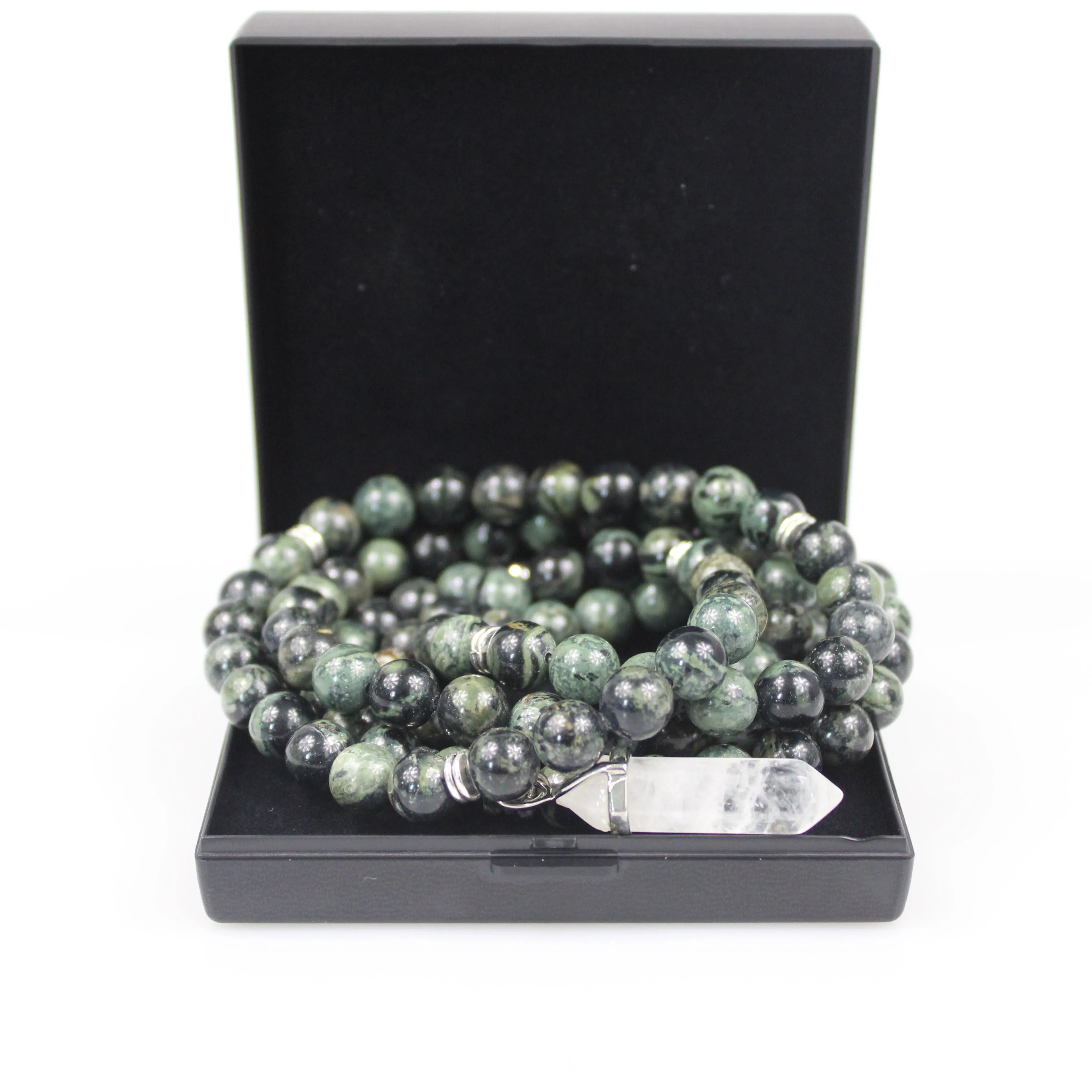 Green Moss Agate Mala Prayer Beads