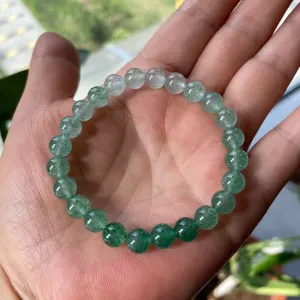 Green Strawberry Quartz Ombre Bracelet l beads bracelet | 7.2mm beaded bracelet | Healing stone | Energy stone | Natural Crystal