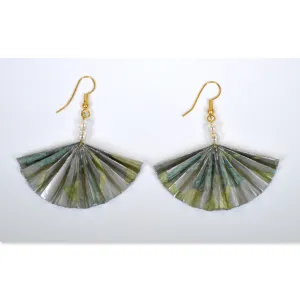 Green/Silver Fan Earrings