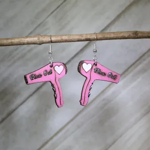 Hair Blow Dryer Wooden Dangle Earrings by Cate's Concepts, LLC
