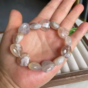Heart flower agate Shaped Crystal Bracelet | Natural Crystal Bracelet | Natural Stone Bead Bracelet | Healing Crystal Bracelet