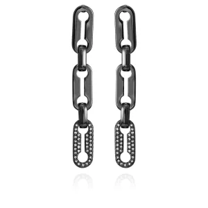 Hematite Link Dangle Drop Earrings