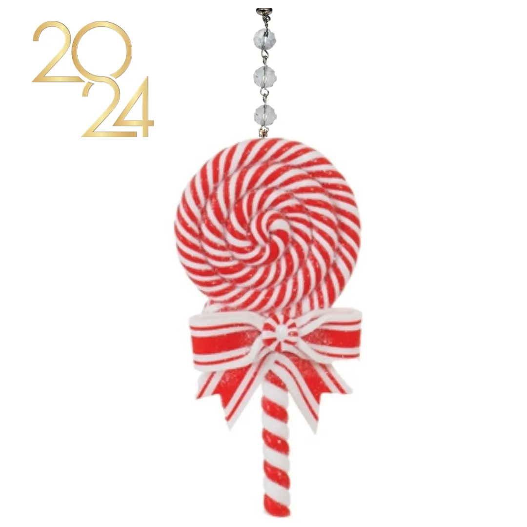 HOLIDAY CHANDELIER MAKEOVER KIT - (3) Peppermint Lolly Pop   (3) 12" Red Crystal Garland