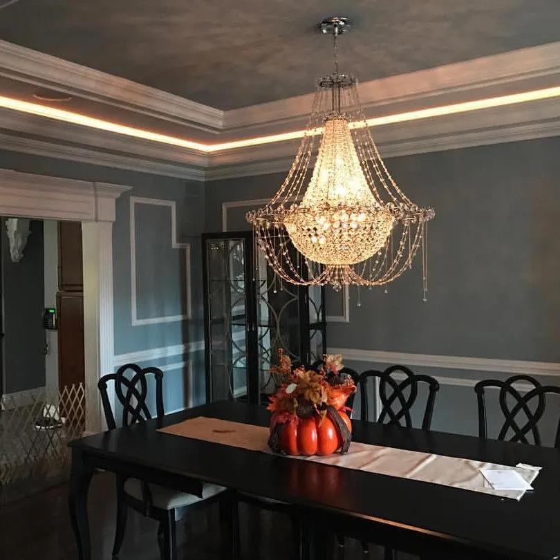 Italian Style K9 Crystal Chandelier For Small Living Room Princess Pendant Light For Girl's Bedroom/ Dining Room Table