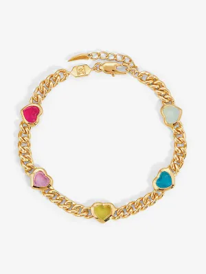 Jelly heart gemstone charm bracelet