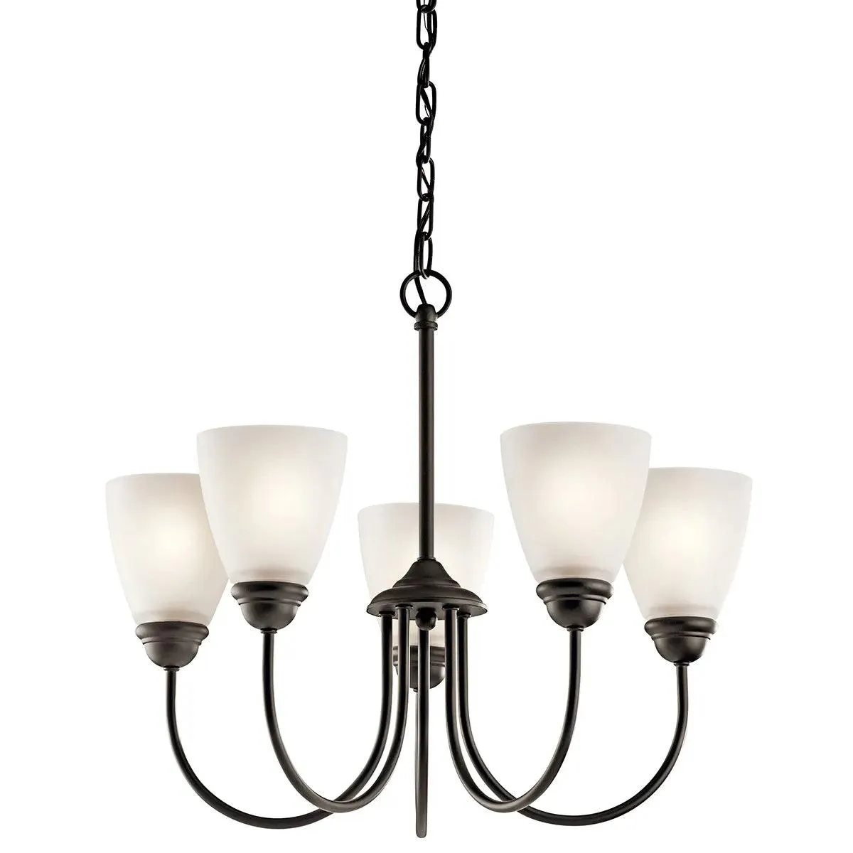 Jolie 22" 5-Light LED Chandelier 1-Tier with Satin etched cased opal glass, Olde bronze Finish