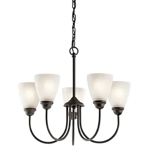 Jolie 22" 5-Light LED Chandelier 1-Tier with Satin etched cased opal glass, Olde bronze Finish