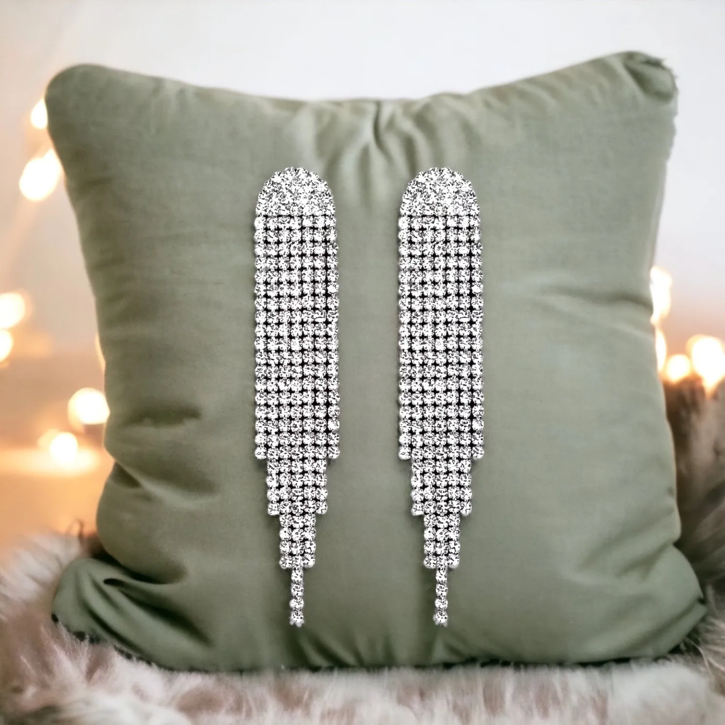 JUSTINE - clear silver dangle rhinestone earrings
