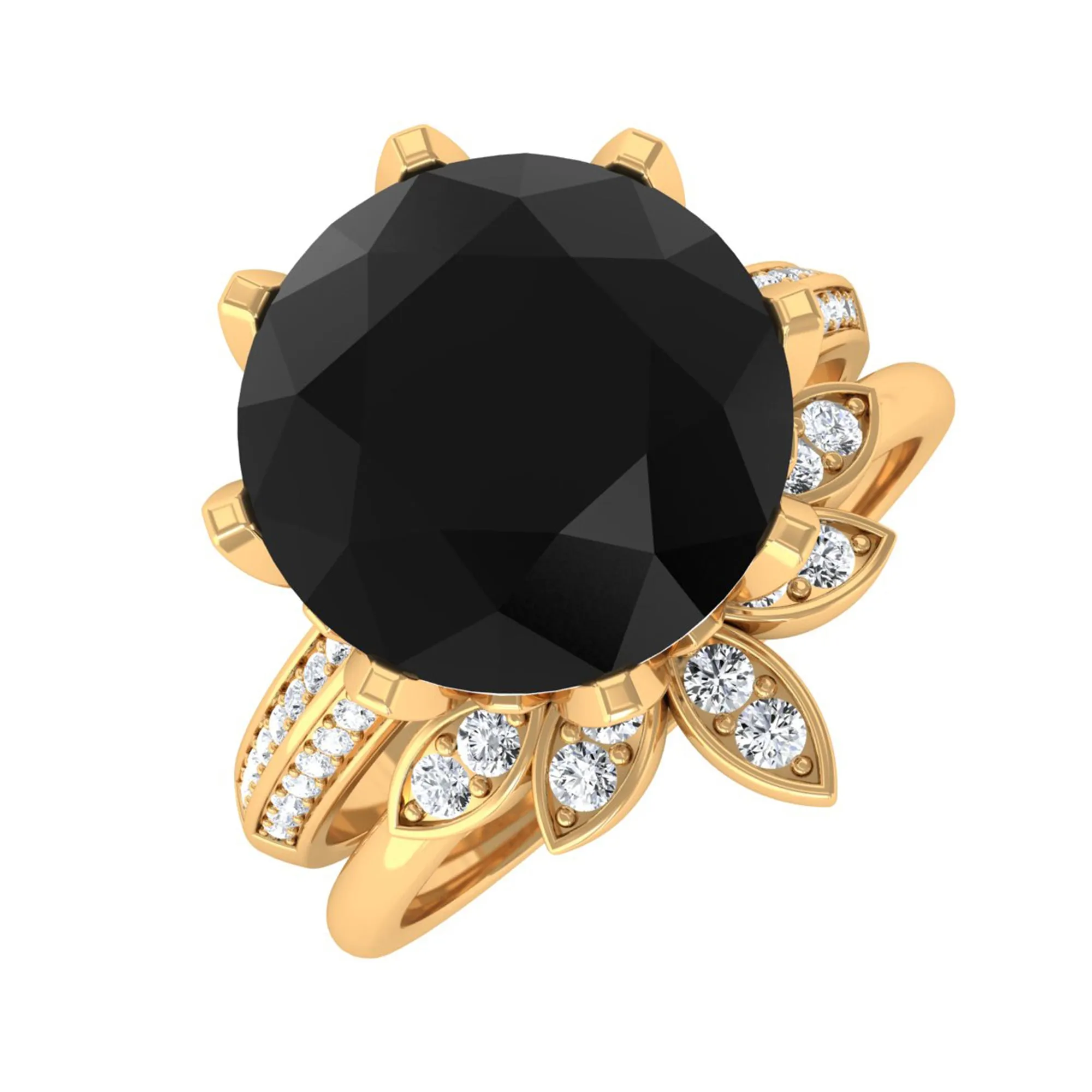 Lab Grown Black Diamond Flower Wedding Ring Set with Moissanite