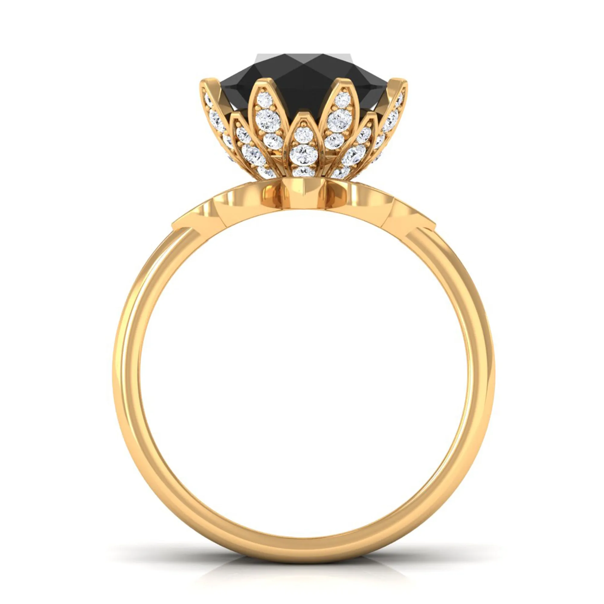 Lab Grown Black Diamond Flower Wedding Ring Set with Moissanite