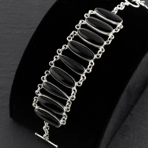 Large Sterling Silver and Black Onyx Bracelet